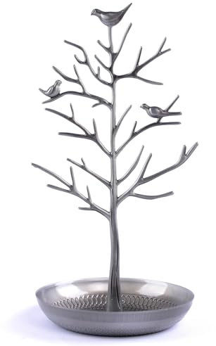 igadgitz home U7251 Arbre Porte Bijoux, Presentoire Bijoux Oiseau Décoratif, Arbre à Bijoux Ornemental, Support Bijou - Pistolet Metal