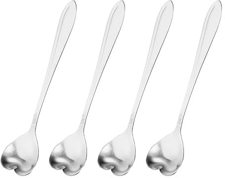 QUARKZMAN 4pz Acciaio Inossidabile Fiore Cucchiai 5 Pollici Cuore Forma Caffè Cucchiaio Piccolo Cucchiaio Dessert Cucchiaio per Torta Espresso Zucchero, Argento