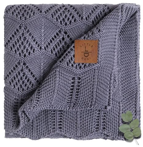 Little Dedi Babydecke aus 100% Tencel™ Seidig Weich, 80 x 100 cm, Blau - Oeko-TEX® 100 Klasse 1, hypoallergen, thermoregulierend, atmungsaktiv - Luxuriöse Strickdecke für Neugeborene und Kleinkinder