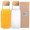 ShyaWorld Botella De Cristal con tapón de corcho 800 ml para Agua Cuerpo de Acabado Transparente borosilicato. Cajas Individuales por Botella. (2)
