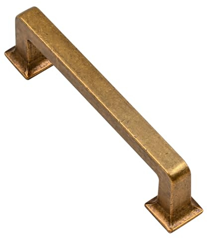 Alzassbg AL3046AE Schrankgriffe, antikes Messing, 96 mm, Lochmitte, Schrankgriffe, quadratisch, Küchen-Hardware für Schränke, 10 Stück