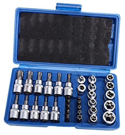 Veemoon 34piezas Llaves De Vaso Punta De Estrella De Acero Dado y Dado e Para Herramientas Manuales Uso Taller