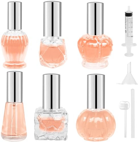 Bohoray 6 Stücke Mini Parfümzerstäuber Nachfüllbar 8~13ml, Ungleichmäßige Form Parfum Flakon Leer Transparente Parfüm Flakon Parfümflaschen Nachfüllbar mit Zerstäuberpumpe für Frauen Mädchen
