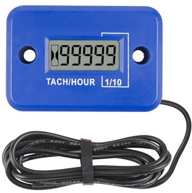 Taikemeti Drehzahlmesser und Betriebsstundenzähler, verfolgt Echtzeit-Drehzahl, kumulierte Wartungszeit, wasserdichtes Design für Motorräder ATVs Snowmobiles Generatoren (-BU-2)