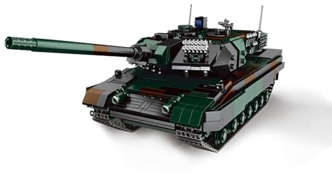 Ebortsin Technik Panzer Bausteine Modell, WW2 Panzer Klemmbausteine Militär Spielzeug, 1346 Teile Leopard 2A6 Panzers Bausteine Modellbausatz, Geschenk für Erwachsene