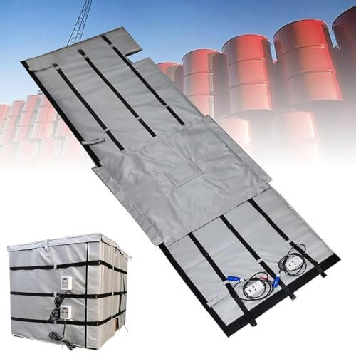IBC Drum Heater Blanket,Metal Oil Drum Heater,Oil Drum Electric Heating Jacket,0~150℃ Temperature Controller,Waterproof Insulation Materials,for Oil Drums And Liquefied Tanks,275Gallon/1000L-Grey