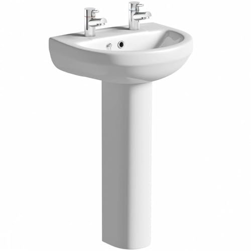 Orchard Eden Lavabo de pedestal completo con 2 orificios para grifo, 550 mm reliable