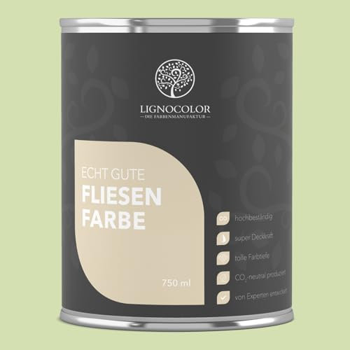 Lignocolor Fliesenfarbe matt | hochbeständige Farbe für Wand- & Bodenfliesen (Bonsai matt, 750 ml) | hochdeckend für den Innenbereich