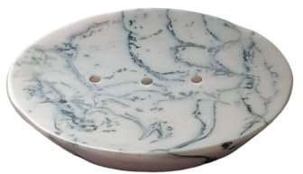 Ajuny Seifenschalenhalter Dusche, Harz Seifenschalen Selbstentleerend für Seifenstücke Schwamm Seifensparschale Tablett für Badezimmer Küchenspüle, Leicht zu Reinigen Schwarz Weiß