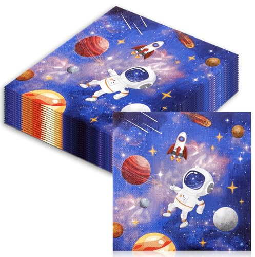 Tenare 20 Kinder Servietten Aliens und Raketen im Weltall - Space Luncheon 13 x 13 Zoll 3-Lagig - Weltraum Astronaut Abenteuer Wissenschaft Partydekorationen