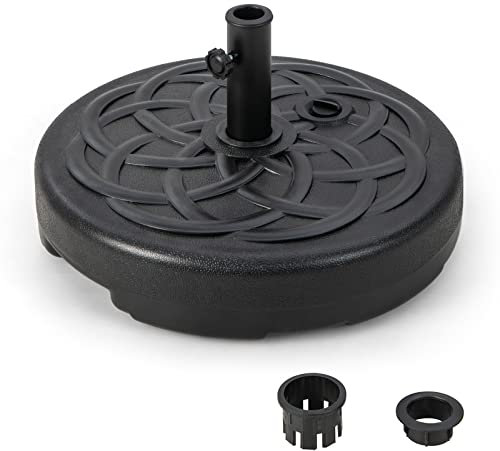 RELAX4LIFE Pied de Parasol Déporté à Remplir d'eau et Sable 18KG, Base de Parasol Rond Robuste en HDPE Convient aux Poteaux 38/48 MM, Dalla pour Jardin Terrasse Patio (46KG)