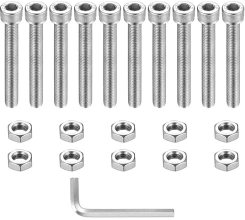 Set di Viti Bulloni e Dadi, 10 Pz Kit di Viti a Testa Esagonale con Dadi, Viti a Testa Bombata Viti a Brugola, Viti a Testa Cilindrica con Esagono Incassato in Acciaio Inossidabile (M10x80mm)
