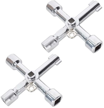 Cleminsta Llave De 4 Puntas 2 Piezas Llave De Utilidad Multifuncional, Llave Universal, Llave Multifuncional De 4 Puntas, Llave Triangular, Para Ascensores,Contadores Agua,Armarios Eléctricos (Plata)