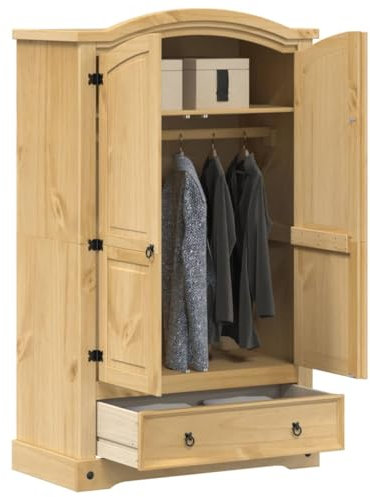 Juroupi Kleiderschrank Vorratsschrank Mehrzweckschrank Schrank Kleiderschrank Corona 101x52x170 cm Massivholz Kiefer