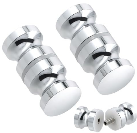 Anseom 2 Piezas Tirador de Puerta de Ducha, Manillas De Puerta Tirador De Puerta Maciza De Aluminio Manija Puerta Vidrio Redondo Pomos Para Puerta De Ducha para Baño Casa Cocina (30mm)