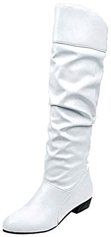 riou Stivali Donna Gambale Curvy Pianta Larga Stivali Donna Texani Alti Pelle Zeppa Scarpe Boots Caldo Stringati Scarponi Alti Antiscivolo Trekking Nero 36-43 EU