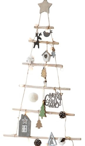 Árbol de Navidad colgante de la pared Árbol de Navidad de madera de 7 capas con estrella Decoración de pared de Navidad rústica para artesanías de bricolaje decoración colgante de pared, colgantes