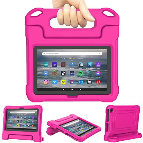 Amazon Fire 7 Tablet Case Kids 2022, Kindle Fire 7 Case (All-New 12th Generation, 2022 Release) - TrendGate Lightweight Shockproof Kid-Proof Cover with Handle Stand for Fire 7 Kids Tablet - Rose