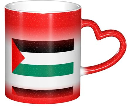 ETASUIOL Keramiktasse mit Palästina-Flagge, Farbwechsel, Kaffee-/Teetasse, taktische magische Tasse, Farbwechsel-Tasse