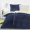 BaSaTex Winter Plüsch Bettwäsche Set 4 Teilig Nicky-Teddy Cashmere-Touch | Flauschiger Deckenbezug und Kissenbezug | Größe: 2X 135x200 cm + 2X 80x80 cm | Farbe: Blau/Wollweiss