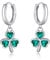 SLUYNZ 925 Sterling Silber Grün Herz Klee Creolen Ohrringe für Damen Mädchen CZ Kleeblatt Ohrringe Ohrhänger St. Patricks Tag Ohrringe (A-Silber)