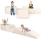 HOMFME Parcours Motricité 5 Pièces pour Enfant 3+ Ans, Aire de Jeux en Mousse Haute Densité Montessori avec Fosse à Balles pour Grimper et Ramper, Idéal pour Chambre d’Enfant, Intérieur, Beige