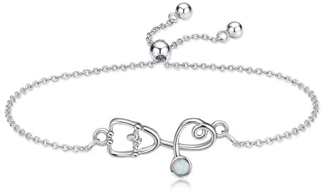 JERWLI Krankenschwester-Armbänder für Damen, 925er Sterlingsilber, Stethoskop-Armband, Schmuck, Geschenk für Krankenschwestern und Ärzte