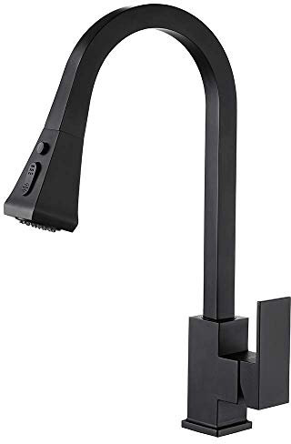 Grifos, grifos de cocina, grifo de fregadero de cocina negro de un solo mango de arco de arco alto KeYJ