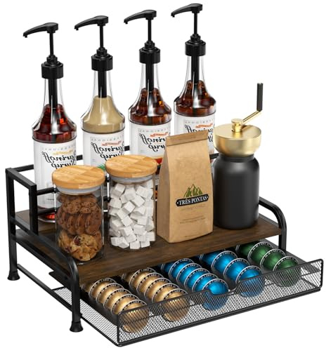 PONEYA Coffee Pod Holder for Nespresso with 40 Capsules Storage Drawer