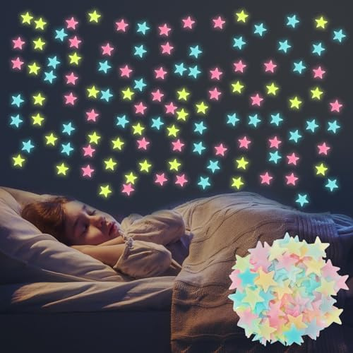500 PCS Leuchtsterne Kinderzimmer,3D Leuchtsterne Selbstklebend Nachtleuchtend,Leuchtende Sterne für Kinderzimmer Im Dunkeln,Fluoreszierende Sticker,für Dekorieren Schlafzimmern,Kinderzimmern