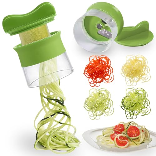 2 Stück Spiralschneider 4 in 1 Gemüseschneider Gemüsenudelschneider Handgerät, Geeignet für Die Zubereitung Von Gemüsenudeln, Zucchini, Karotten, Gurken, Kürbis, Kartoffeln Usw