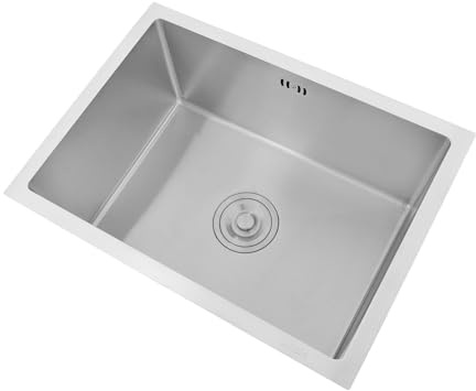 55 x 40 x 22 cm Fregadero de cocina rectangular,fregadero de cocina con sifón y grifo giratorio 360°,Fregadero empotrable de acero inoxidable,1 lavabo rectangular,Bajo Encimera o Sobre Encimera