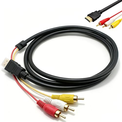 AmiCera RCA auf HDMI Adapter, HDMI zu RCA Konverter Chinch Kabel 1,5m, 1080P Kompatibel mit TV, Projektor, DVD, Home Cinema & Streaming Devices, RCA Kabel für Heimkino, Audio Video Übertragung