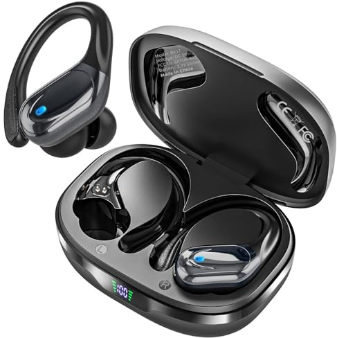 HAOYUYAN Wireless Earbuds, Sports Bluetooth Headphones, 80Hrs Playtime Ear Buds with LED Power Display, Noise Canceling Headset, IPX7 Waterproof Earphones for Workout/Running