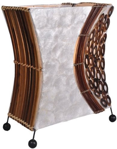 Deko-Leuchte WAYAN, Lampe aus Natur-Material, Stimmungsleuchte, eckig, Höhe ca. 30 cm