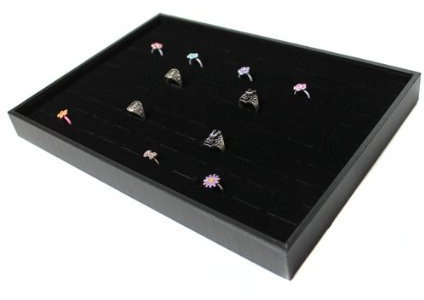 Vorlagebrett Schmuckkasten Schmucklade Schmuckdisplay Schaukasten mit 72 Schlitze für breite Ringe