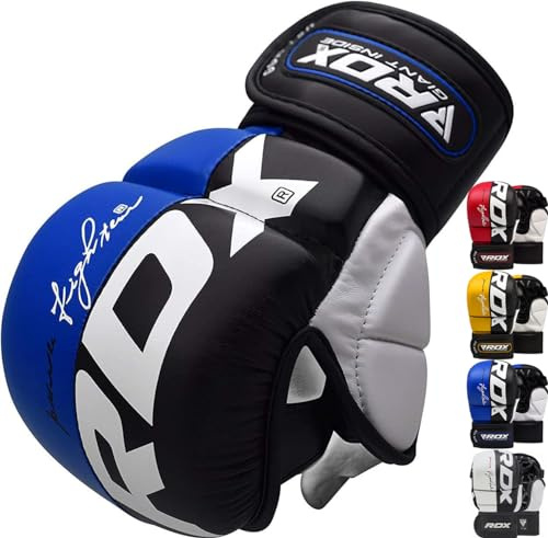 RDX MMA Sparring Gloves Martial Arts, Muay Thai, Kickboxing, Ventilated Open Palm for Grappling, Karate Mitts for Adults