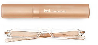 Kompakte leichte randlose Lesebrille Lesehilfe mit Etui in vier Farben von leserli ® (+1,5, braun)