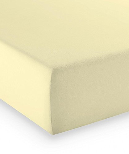 fleuresse Premium Jersey-Elasthan Spannbettlaken - alle Größen und viele Farben - Comfort 100x200 cm Vanille