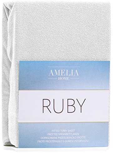 AmeliaHome Spannbettlaken 200x220-220x240 cm Frottee Baumwolle Spannbetttuch, weiß