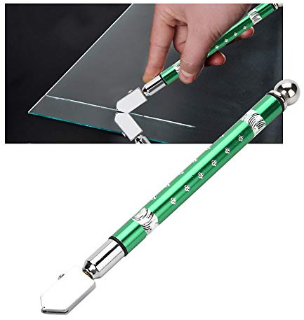 Tragbarer Glasschneider, Spiegelglasschneider, Diamant- und Mineralglasschneiden für verschiedene Schnitte Spezifikationen für 3-15 mm Glasschneiden(green)