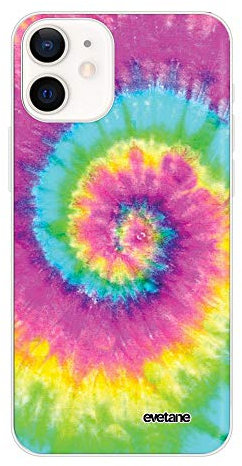 Evetane Case for 5.4 inch iPhone 12 Mini, Tie and Dye Rainbow