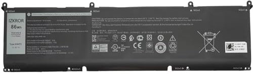 IZKROR 69KF2 86Wh Batterie de rechange pour Dell Alienware M15 R3 M15 R4 M15 R5 M15 R6 M15 R7 M17 R3 M17 R4 Precision 5550 5560 XPS 15 9500 9511 0 Inspiron 7 510 7610 Vostro 7510 7620 Series 8FCTC