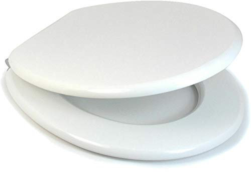 18 Wooden Toilet SEAT Bathroom WC with Fittings Easy Clean Heavy Duty New White