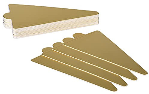 ANCLLO Dreieckige Kuchenunterlagen, Mini-Kuchenplatte, Mousse, Kuchen, Pappe, Dessert-Tabletts, goldene Gebäckteller, 100 Stück