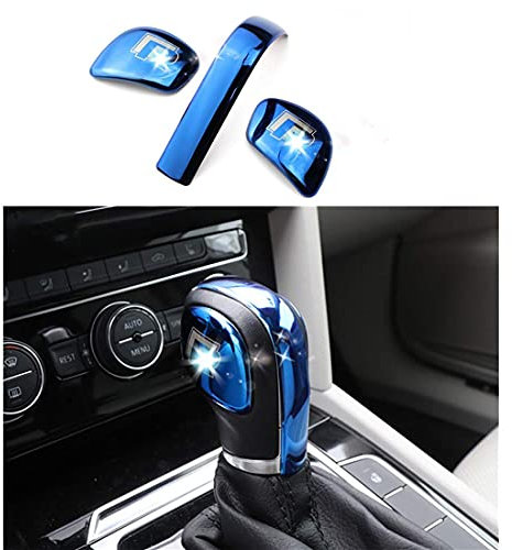 Aleación de aluminio Botón de encendido Cubierta de calcomanía Compatible con la cubierta de la palanca de cambios interior del Volkswagen Touareg (azul, cubierta de la palanca de cambios)