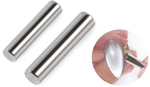 Cat Eye Magnet, 2PCS Cat Eye Gel Nail Polish Magnet Tools Set, Strong Suction Nail Magnet for Nails Square Round Magnet Stick Cat Eye Effect Double Ended Home Salon Nail Art Tools