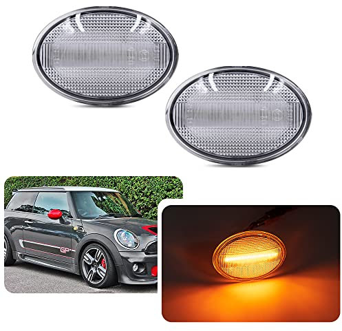 njssjd LED-Seitenblinker-Repeater-Leuchten für Mini Cooper R55, R56, R57, R58, R59, Front-LED-Seitenblinker, Blinker, Canbus, fehlerfrei, OEM-Passform