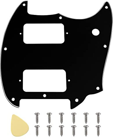 Yootones HH Gitarren-Schlagbrett mit 9 Löchern, runde Ecken, 2 Humbucker, kompatibel mit Squier Bullet Series Mustang E-Gitarre (3-lagig, schwarz), 1 Stück
