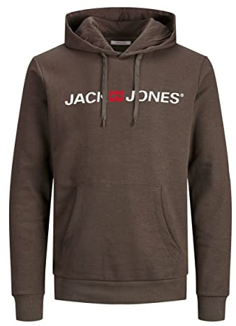 JACK & JONES Felpa con Cappuccio da Uomo con Logo, Marrone (Latch/Reg Fit), L (EU) Uomo
